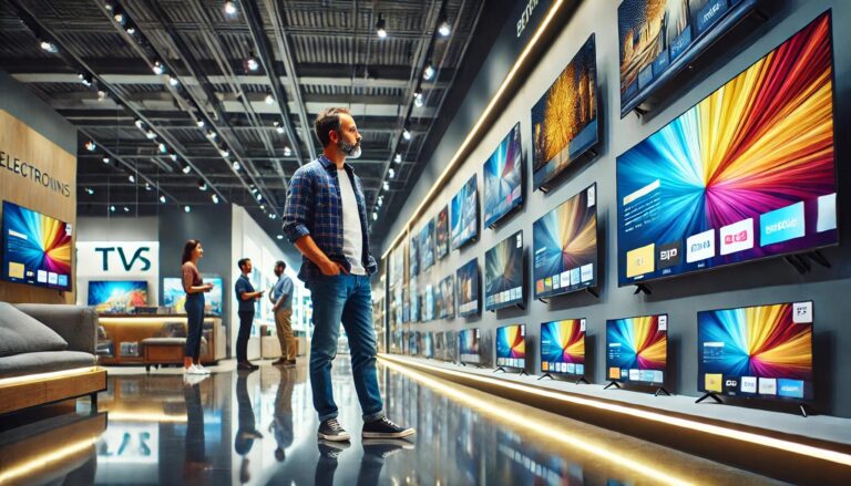 Choosing tv in a shop